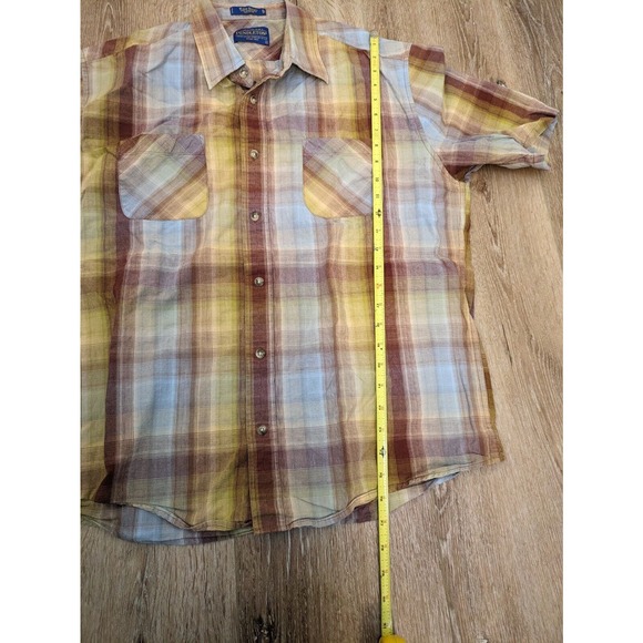 Pendleton Men's Button-up Shirt Wave Shirt Multicolor Plaid Sz L Short Sleeve - Picture 5 of 5